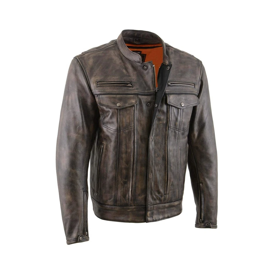 Chaqueta de motocicleta Milwaukee Leather MLM1506 de cuero premium negra para hombre con... Foto 1 de 4