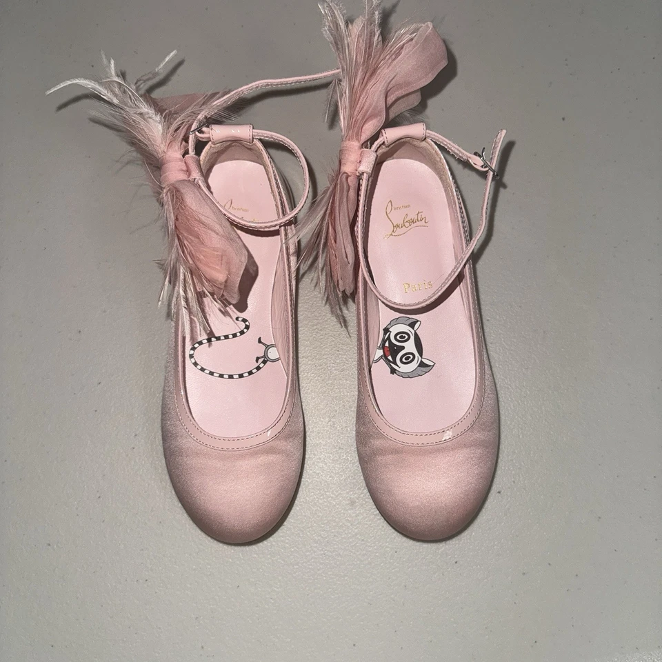 Christian Louboutin Girls 11.5 (29)  Anemonia Satin Ballet Flats Formal Holiday - Image 1 of 4