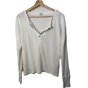 Billabong Top Womens S Any Day Henley Thermal Loose Layer Waffle Beach Lounge - Picture 1 of 6
