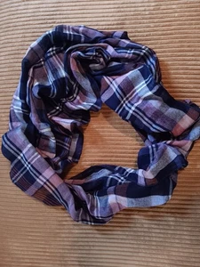 LOFT NWT Blue Plaid Red Infinity Scarf (Ji) - Picture 1 of 7