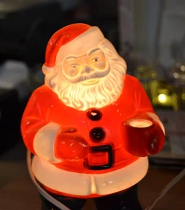 Vintage Lighted Santa Claus Figurine C7 Bulb Red White Christmas Decoration Used - Picture 1 of 9
