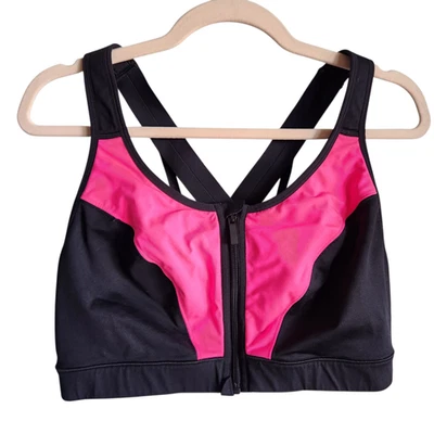 Sujetador deportivo Livi Active 42DD 42E negro rosa cierre frontal sin cables inalámbrico gimnasio correr Foto 1 de 4