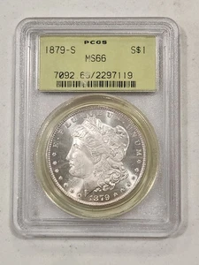 1879-S Morgan Silver Dollar $1 ~ PCGS MS66 OGH ~ Blast White Example - Picture 1 of 4