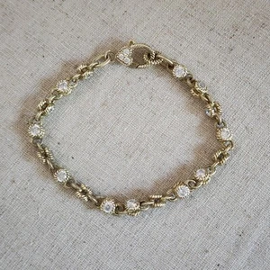 Judith Ripka gold plattiert Sterlingsilber CZ Link Tennis Armband 7,5" DS - Bild 1 von 8