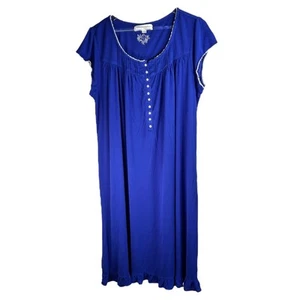 Eileen West Large Modal Navy Nightgown Sleepwear Pajama Ruffle - Picture 1 of 8