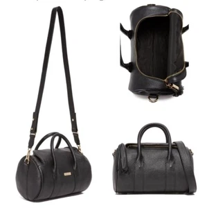 Milly Astor Black Leather Med Duffle Top Handle Crossbody Handbag CUSTOMIZED - Picture 1 of 24