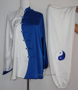 Unisex Silk Embroidery Tai chi Wing Chun Suit Wushu Kung fu Martial arts Uniform