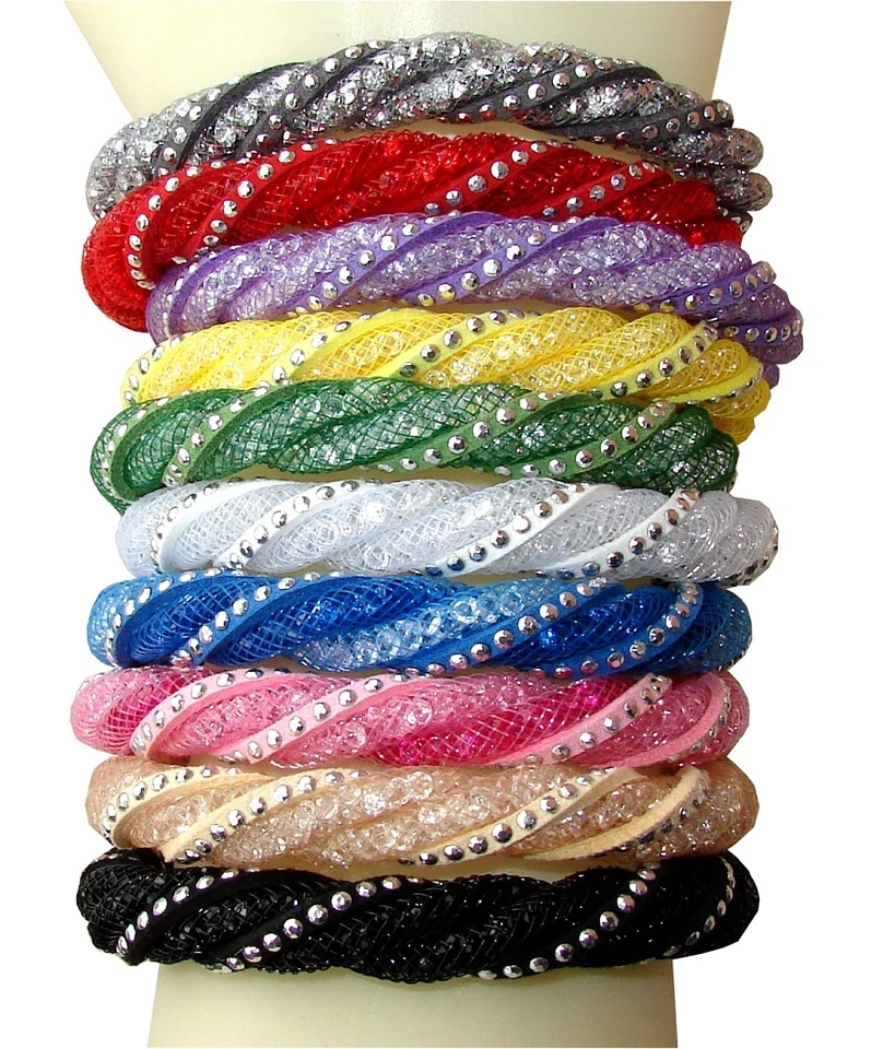 Brillante Bracciale Braccialetto cristalli Strass da donna Treccia colorata