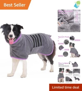 Ultra-Absorbent Microfiber Dog Bathrobe - Adjustable Towel Wrap for Comfort - Picture 1 of 8