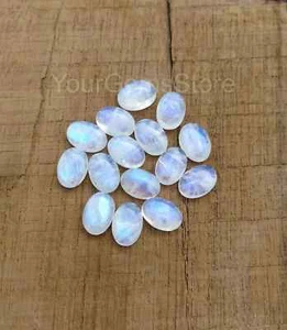 Piedra preciosa ovalada de piedra lunar arco iris natural AAA, tamaños disponibles de 3x5 mm a 20x30 mm - Imagen 1 de 3