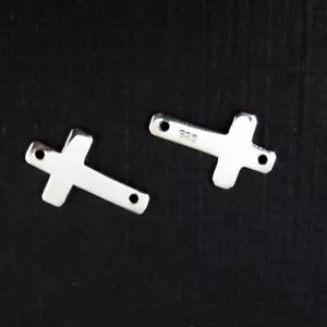 Conectores laterales de plata esterlina cruzada plateada-16x10 mm - Imagen 1 de 2
