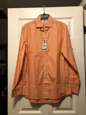 Hickey Freeman PEQUEÑA Hombre Nueva Naranja 100% Algodón Camisa Informal  Foto 1 de 4