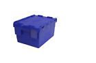 5 x Used Blue Plain Plastic Storage Removal Crate Container 18L