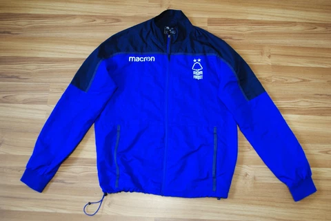 NOTTINGHAM FOREST FOOTBALL JACKET TOP LONG SLEEVE ZIP MACRON BLUE MENS SIZE M Cover