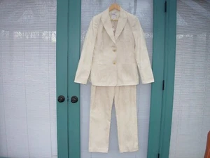Women's by Realities Ivory Floral Design 100% Cotton Pant Suit Size 10 Medium - Picture 1 of 16