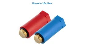 20 Stück Baustopfen mit Messinggewinde 1/2 Zoll BLAU/ROT Blindstopfen Abdrücksto - Bild 1 von 1