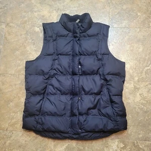 Eddie Bauer Down Puffer Vest Mens Large L Black Full Zip Snap Pockets Outdoor  - Picture 1 of 9