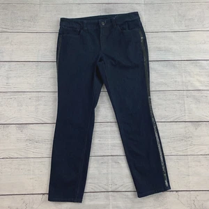 Christopher & Banks Jeans sz 8P Dark Wash Straight Leg Inseam 27.5" Embellished - Picture 1 of 11