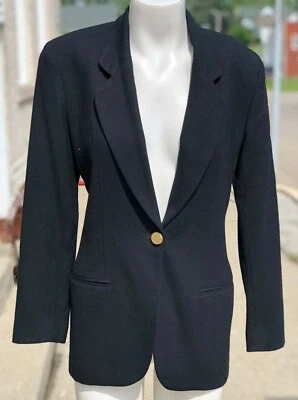 Talbots Negro Lana Un Botón Almohadillas para el Hombro Traje de Negocios Chaqueta Blazer Talla 4 Foto 1 de 4