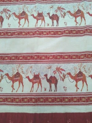 Tapiz de tela grande vintage rojo camellos desierto palmeras floral 81" x 59" Foto 1 de 4