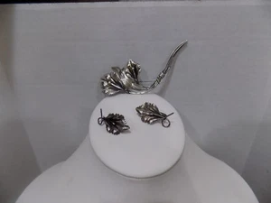 VINTAGE CALLA LILIE BLUME STERLINGSILBER 925 NACHLASS BROSCHE/ANSTECKNADEL OHRRINGE SET - Bild 1 von 8