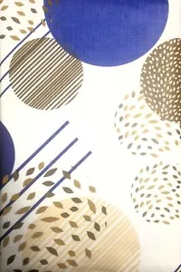 Home 60" Round PEVA Tablecloth Flannel Backed Kitchen Decorator Circles ~ Blu... - Picture 1 of 1