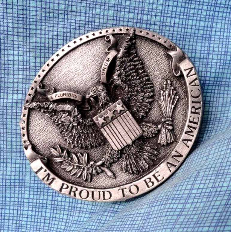 Eagle E Pluribus Unum Hebilla de Cinturón Orgullosa de Ser Americana De Colección Años 80 Bergamota .SHY609 Foto 1 de 4