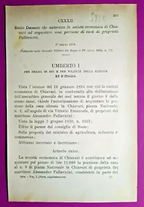 Chiavari, Royal Decree Authorizes Purchase Mansion Of Property' PALLAVICINI-3954 - Imagen 1 de 1