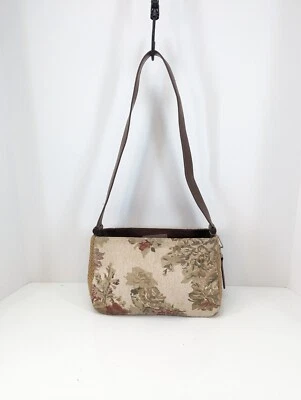 Bolso de Hombro Vintage Reliquia Diseño Floral Tapiz y Paja Bolsillos Interiores Foto 1 de 4