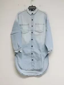 Forever 21 Shirt Button Down Long Sleeve Women Medium Denim Dress Blue - Picture 1 of 10