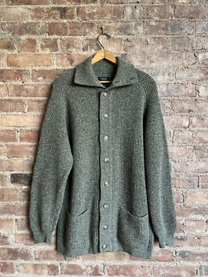 Cárdigan Grueso De Colección Barney’s NY Para Hombre, Talla Grande Oliva/Caqui Melange, Lana Italia Foto 1 de 4