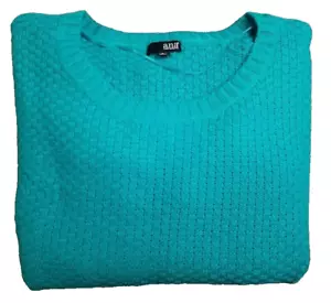 A New Approach ana Sweater L Aqua Green Knit Pullover Scoop Neck Long Sleeve NWT - Picture 1 of 16