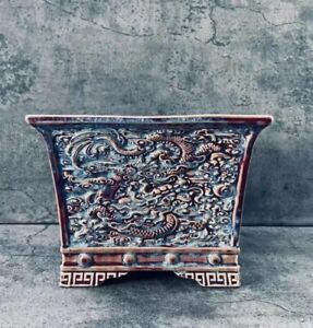 Japanese Bonsai Pot 20cm×20cm×14.5cm Drangon pattern BNM002