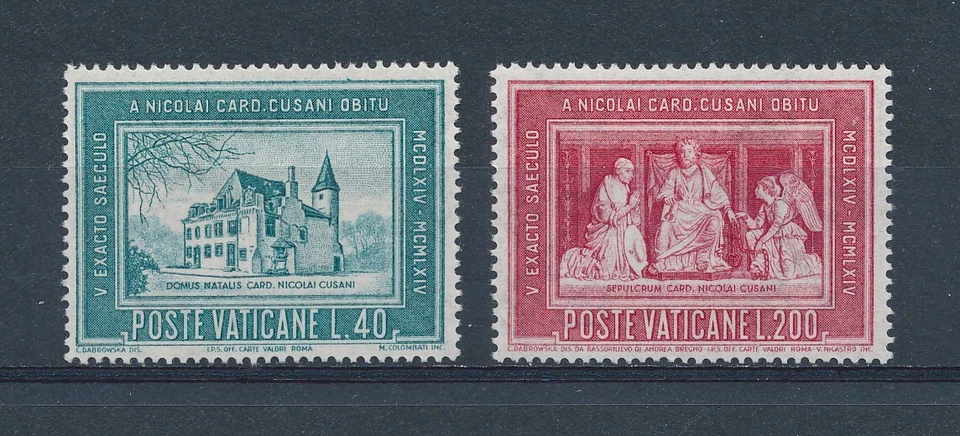 Vatican   395-6 MNH, Cardinal Cusanus Birthplace & Sepulcher, 1964 - Image 1 of 1