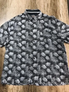 NAT NAST Hawaiian Shirt Mens XL Silk Blend Black And Blue Floral Short Sleeve - Picture 1 of 14