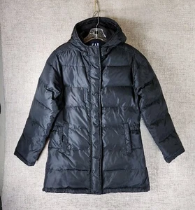 Gap Women's XS Hooded Down Puffer Jacket Fleece Lined Heavy Fill Black Nice! - Picture 1 of 11