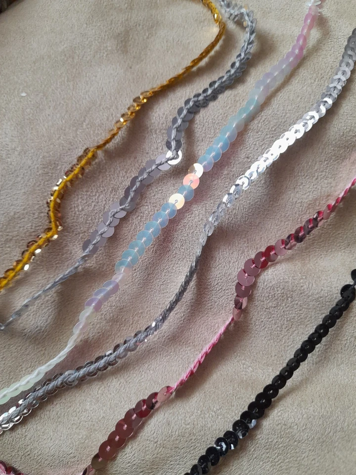 Sequin Trim 6mm Round Sequins String Sewing Craft Costume By Metre - Image 1 of 1