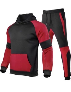 Kilborn·pataky Men's 3XL Sweatsuit Red/Black Set Fleece Two Piece Tracksuit - Picture 1 of 3