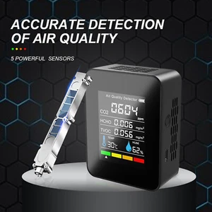 Portable TVOC HCHO CO2 Air Quality Detector Temperature Humidity Tester Monitor - Picture 1 of 10