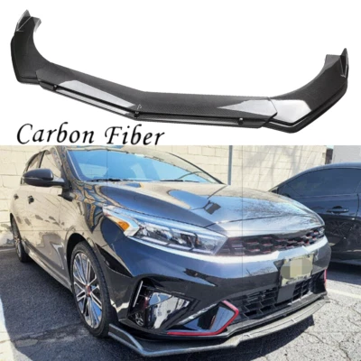 For Kia Forte GT Line Front Bumper Lip Spoiler Splitter Carbon Fiber Look - Image 1 of 4