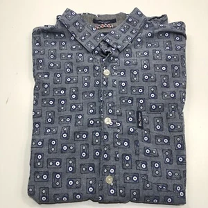 Ben Sherman Men's Button Up Shirt, Size M, Short Sleeve Cassette Tapes Pattern - Picture 1 of 6