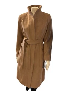 Vince Camuto Classic Wool-Blend Straight Belted Coat Camel/Latte Size M NWT $360 - Picture 1 of 8