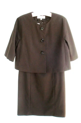 JONES NEW YORK 两件棕色夹克西装连衣裙 10 码 — 第 1/4 张图片