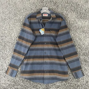 NUEVO Wrangler Franela Suave Para Hombre’s S Azul Cuadros Abotonada Manga Larga - Imagen 1 de 9