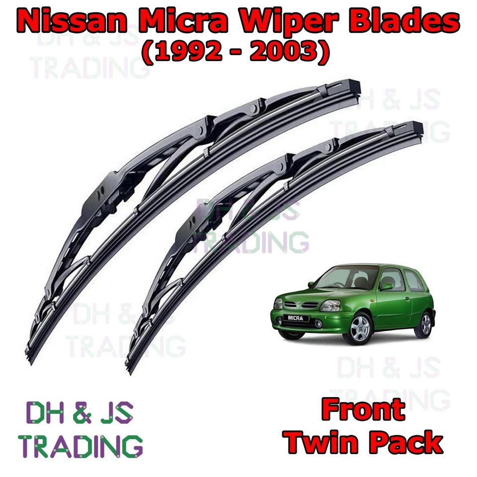 Front Wiper Blades Windscreen 20"18" Hook Type Wipers For Nissan Micra Mk2 92-03 - Image 1 of 1