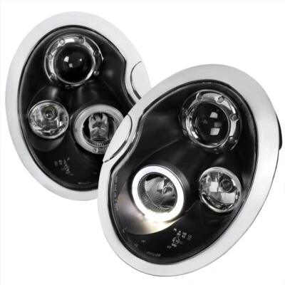 Projector Black Headlights Lamps With Halo DRL 02-07 Mini Cooper R50 R53 R52 - Image 1 of 4