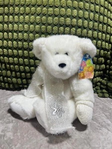 Christmas Polar Bear with Glitter Snowflake Scarf Soft Toy 10” - Picture 1 of 6