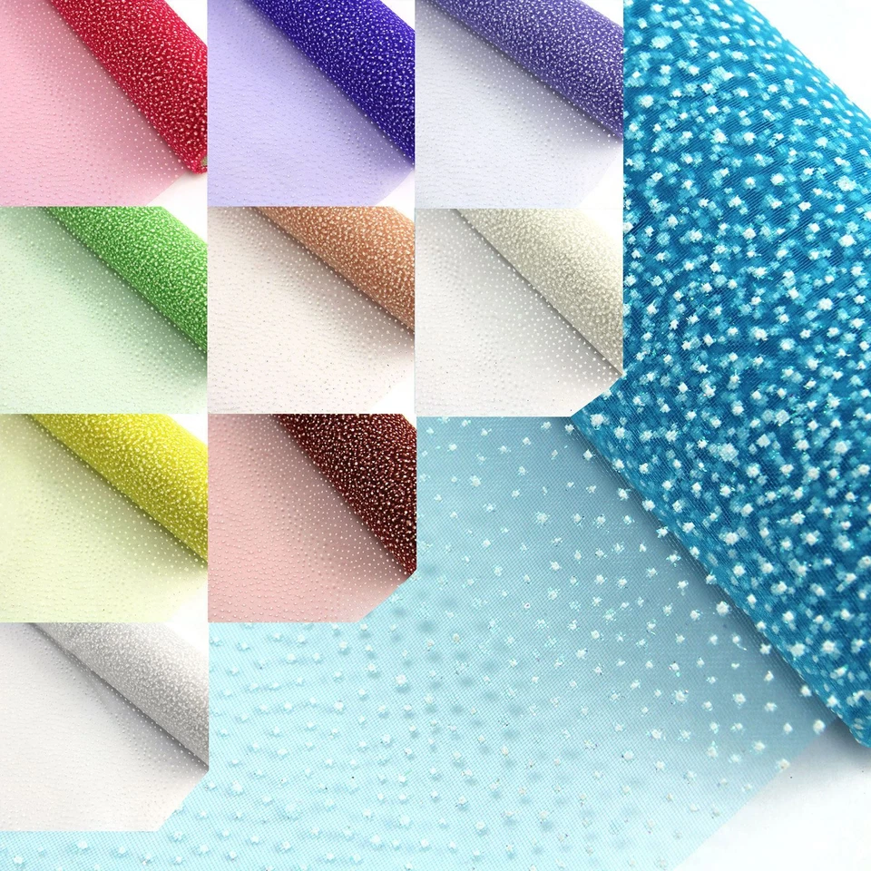 Malla de organza mancha blanca - 52 cm x 1 yarda.  Tela envolvente de flores artesanales para boda Foto 1 de 1