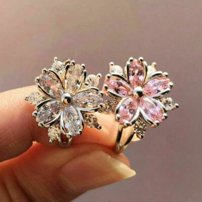 Anillo de boda rosa romántico para mujer flor sakura joyería topacio Foto 1 de 4