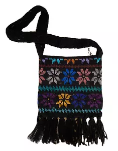 Hand Woven Yarn Bag/Purse, Geometric Design - Snowflake/Star Design - Picture 1 of 4